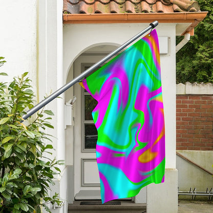 Holographic Neon Liquid Trippy Print Polyester Flag
