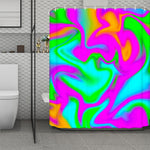 Holographic Neon Liquid Trippy Print Polyester Shower Curtain