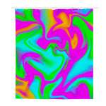 Holographic Neon Liquid Trippy Print Polyester Shower Curtain