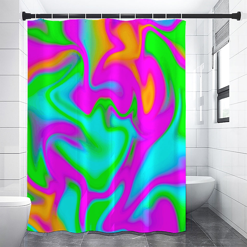 Holographic Neon Liquid Trippy Print Premium Shower Curtain