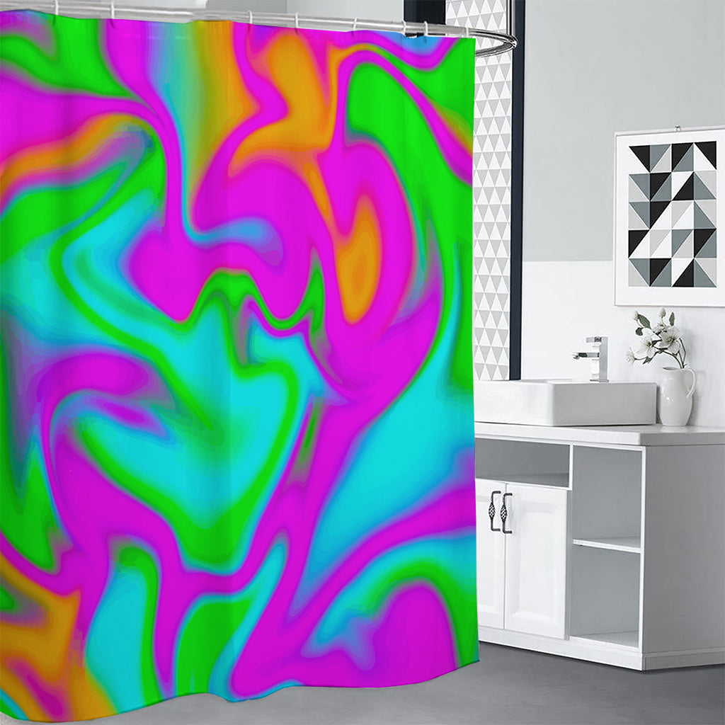 Holographic Neon Liquid Trippy Print Premium Shower Curtain