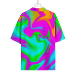 Holographic Neon Liquid Trippy Print Rayon Hawaiian Shirt
