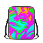 Holographic Neon Liquid Trippy Print Rectangular Crossbody Bag