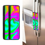 Holographic Neon Liquid Trippy Print Refrigerator Handle Covers