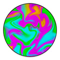 Holographic Neon Liquid Trippy Print Round Floor Mat