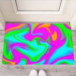 Holographic Neon Liquid Trippy Print Rubber Doormat