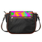 Holographic Neon Liquid Trippy Print Saddle Bag