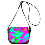 Holographic Neon Liquid Trippy Print Saddle Bag