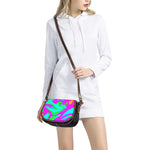 Holographic Neon Liquid Trippy Print Saddle Bag