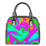 Holographic Neon Liquid Trippy Print Shoulder Handbag