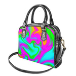 Holographic Neon Liquid Trippy Print Shoulder Handbag