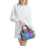 Holographic Neon Liquid Trippy Print Shoulder Handbag