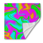 Holographic Neon Liquid Trippy Print Silk Bandana