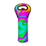 Holographic Neon Liquid Trippy Print Single Neoprene Wine Tote