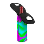 Holographic Neon Liquid Trippy Print Single Neoprene Wine Tote