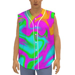 Holographic Neon Liquid Trippy Print Sleeveless Baseball Jersey