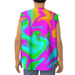 Holographic Neon Liquid Trippy Print Sleeveless Baseball Jersey