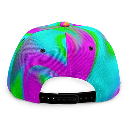 Holographic Neon Liquid Trippy Print Snapback Cap