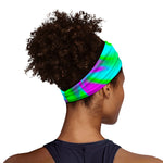 Holographic Neon Liquid Trippy Print Sports Headband