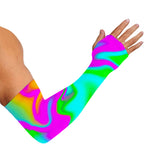 Holographic Neon Liquid Trippy Print Sun Protection Arm Sleeves