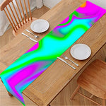 Holographic Neon Liquid Trippy Print Table Runner