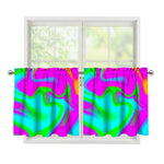Holographic Neon Liquid Trippy Print Tier Curtains