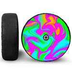 Holographic Neon Liquid Trippy Print Tire Cover With Camera Hole