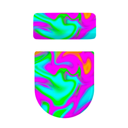 Holographic Neon Liquid Trippy Print Toilet Lid And Tank Cover Set