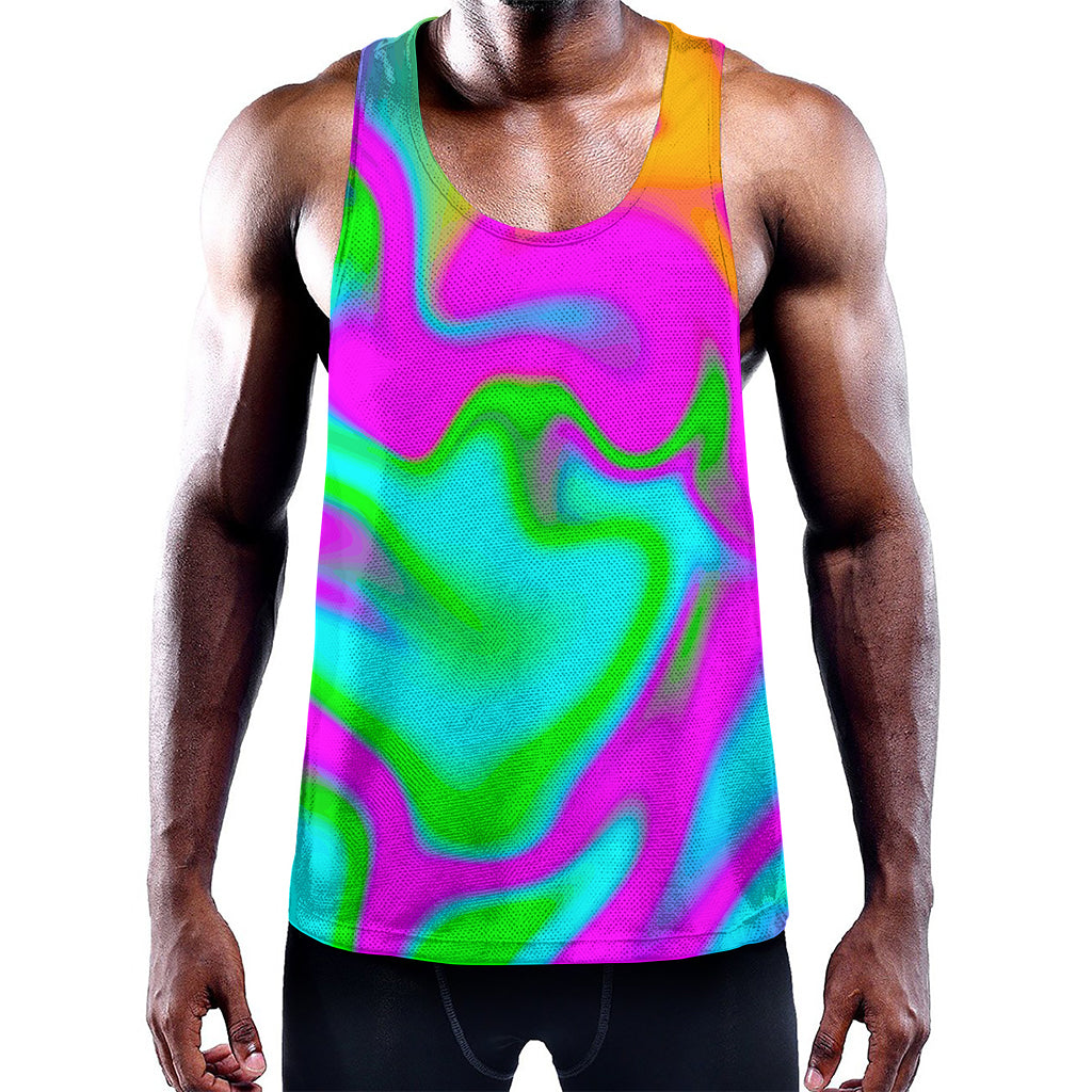 Holographic Neon Liquid Trippy Print Training Tank Top
