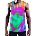 Holographic Neon Liquid Trippy Print Men's Workout Tank Top