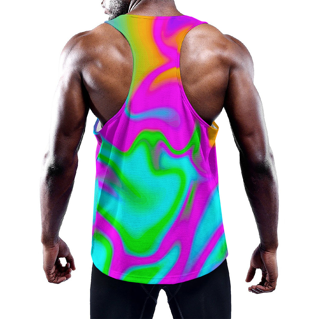 Holographic Neon Liquid Trippy Print Training Tank Top