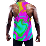 Holographic Neon Liquid Trippy Print Training Tank Top