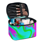 Holographic Neon Liquid Trippy Print Travel Makeup Bag