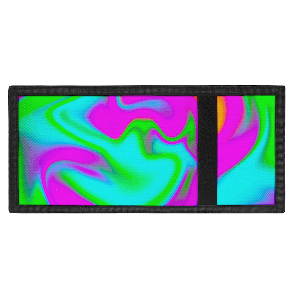 Holographic Neon Liquid Trippy Print Trifold Wallet