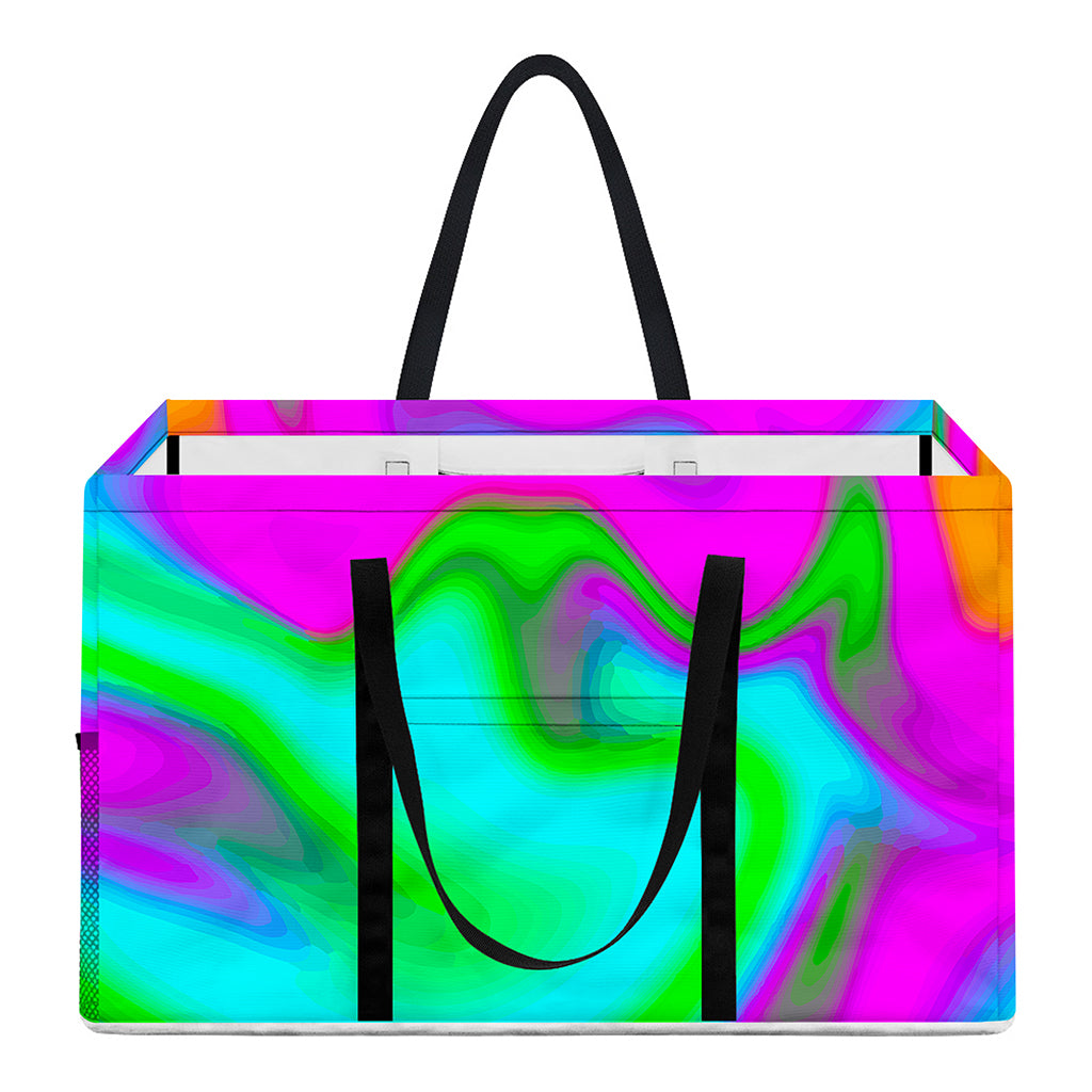 Holographic Neon Liquid Trippy Print Utility Tote Bag