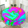 Holographic Neon Liquid Trippy Print Waterproof Round Tablecloth