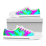 Holographic Neon Liquid Trippy Print White Low Top Sneakers
