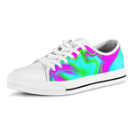 Holographic Neon Liquid Trippy Print White Low Top Sneakers