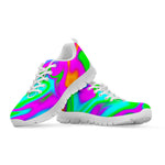 Holographic Neon Liquid Trippy Print White Running Shoes