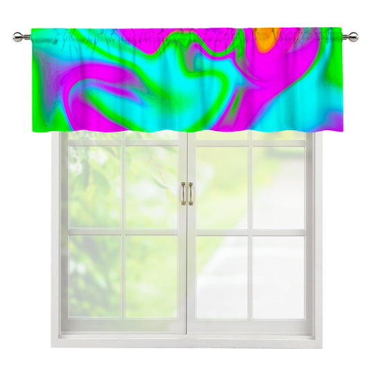 Holographic Neon Liquid Trippy Print Window Valance