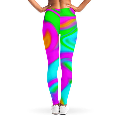 Holographic Neon Liquid Trippy Print Women's Leggings