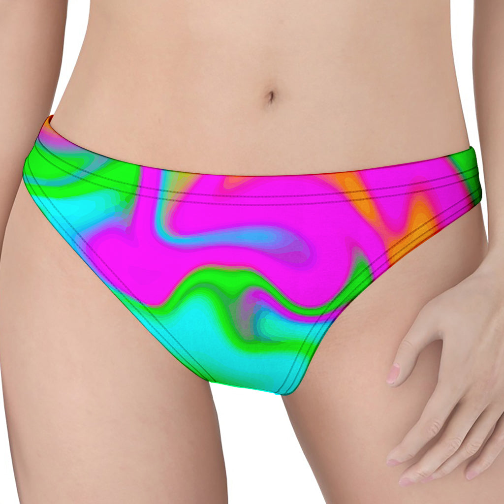 Holographic Neon Liquid Trippy Print Women's Thong