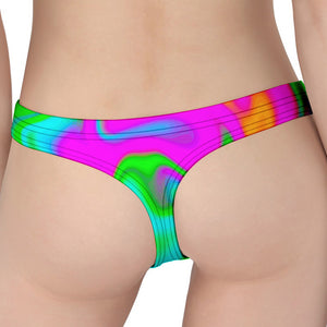 Holographic Neon Liquid Trippy Print Women's Thong