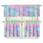Holographic Waves Print 3 Piece Kitchen Curtains