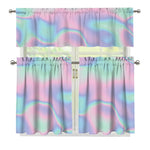 Holographic Waves Print 3 Piece Kitchen Curtains