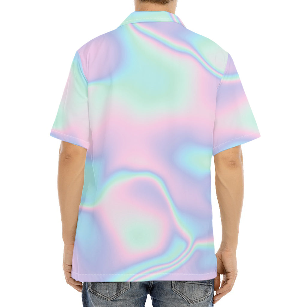 Holographic Waves Print Aloha Shirt