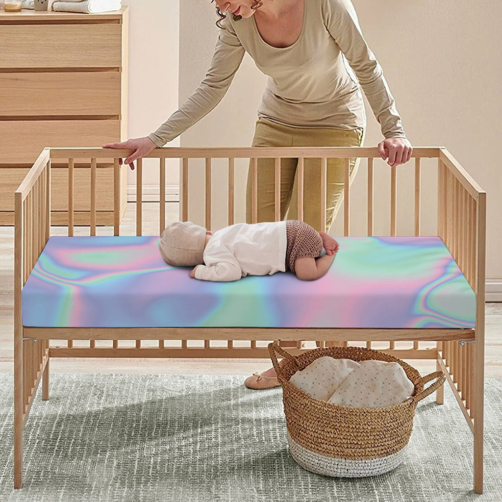 Holographic Waves Print Baby Crib Sheet