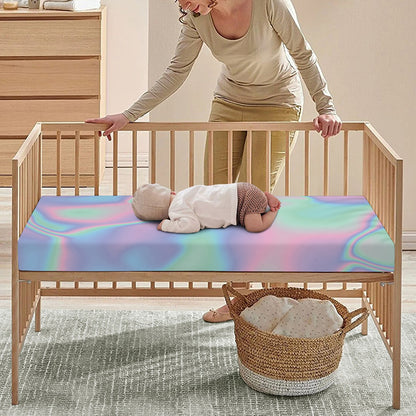 Holographic Waves Print Baby Crib Sheet