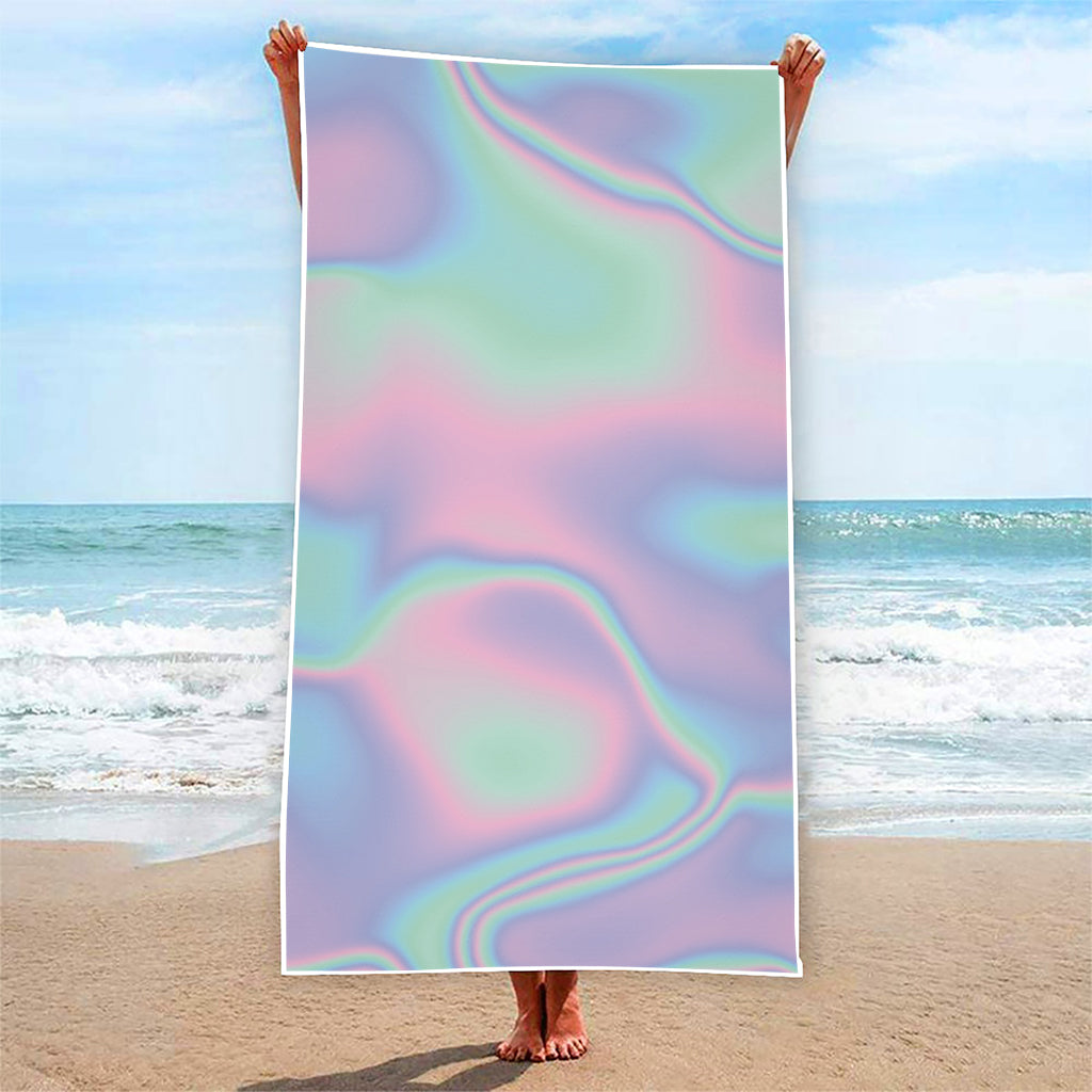 Holographic Waves Print Beach Towel