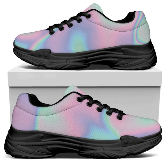 Holographic Waves Print Black Chunky Shoes